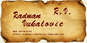 Radman Vukalović vizit kartica